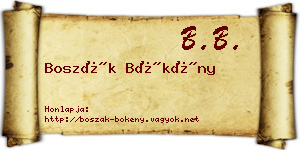 Boszák Bökény névjegykártya